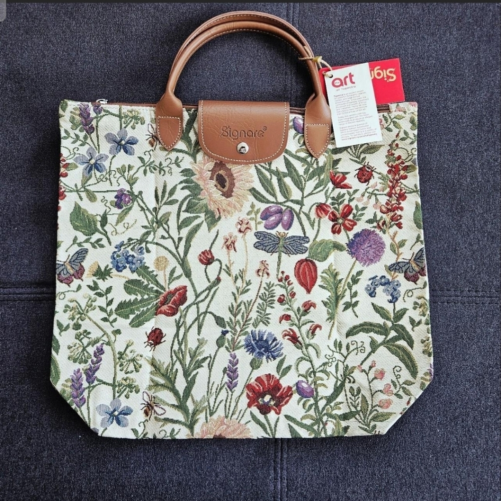 Floral Garden Cottage Art of Tapestry Bag NWT